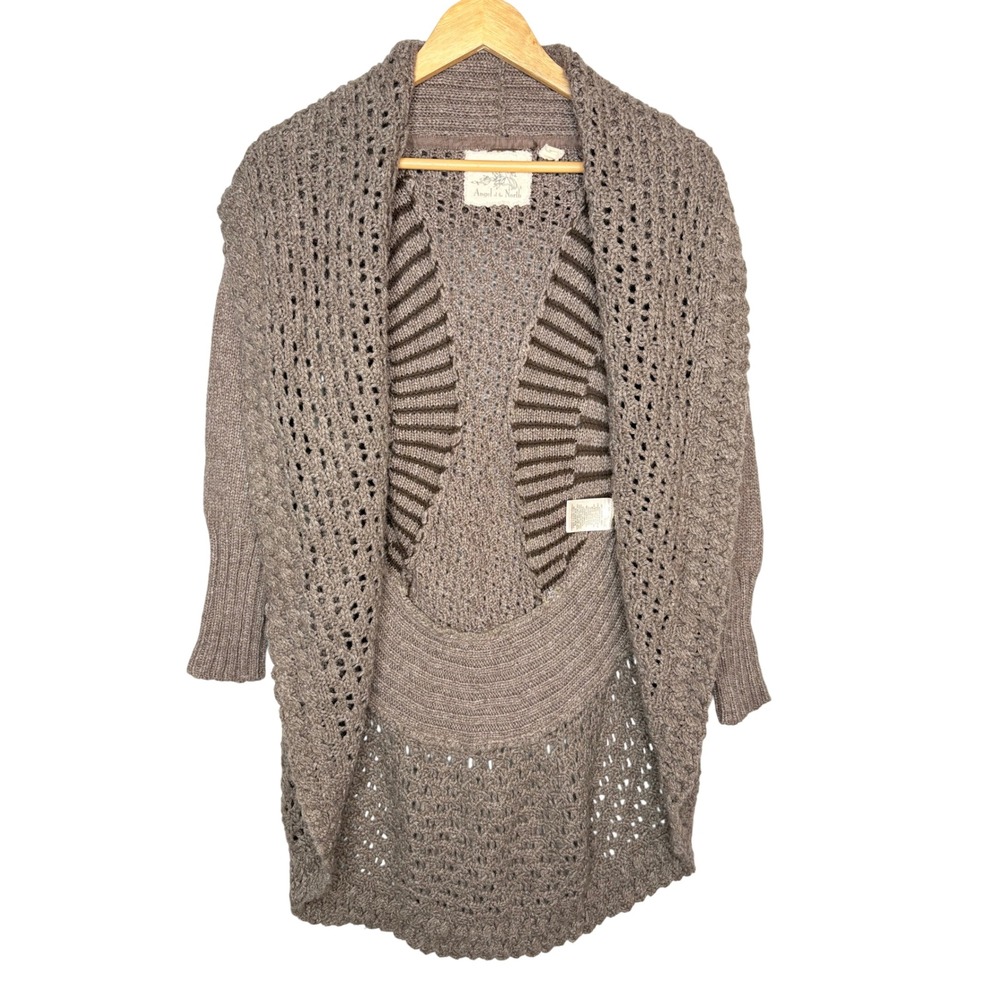 Anthropologie Angel of the North Chunky Open Knit Cardigan Sweater Beige Size XS